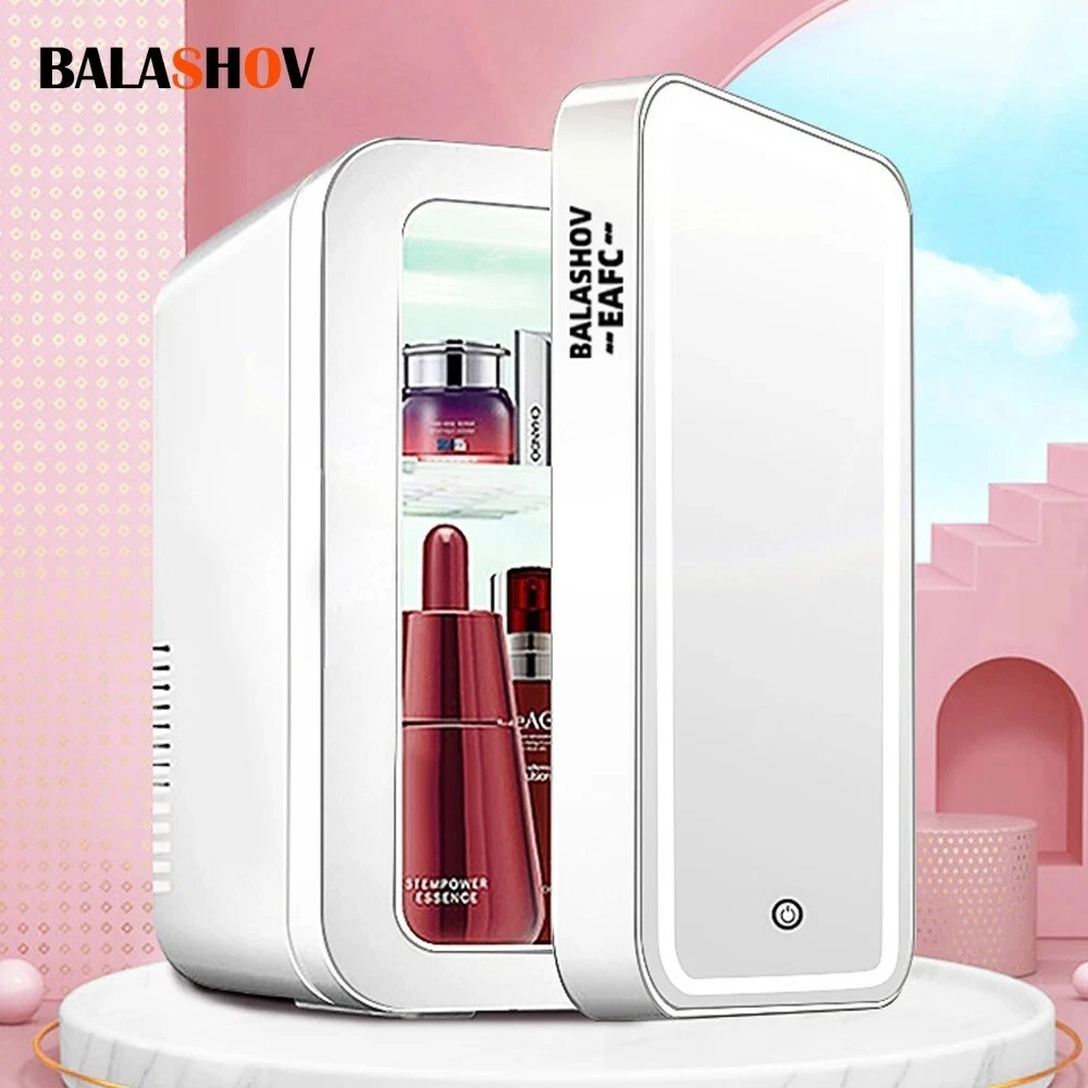 4L Mini Makeup Fridge with LED Mirror – Portable C